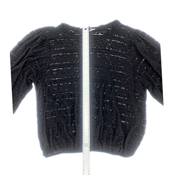 Haute Monde Black Lace Blouse Whimsigoth Sheer Balloon Sleeve Elastic Hem Small - Picture 7 of 10